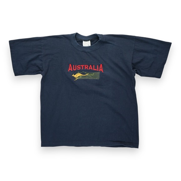 VINTAGE Australia Women's Large Shirt Kangaroo Embroidered Logo Navy Tee Y2K - Picture 1 of 6